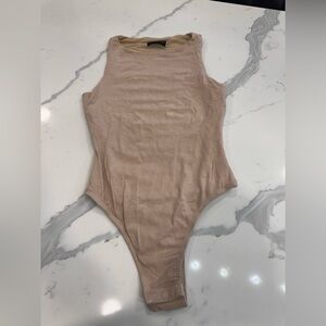 White Fox Neutral Beige Tank One-Piece Bodysuit